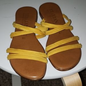 Yellow strappy sandals